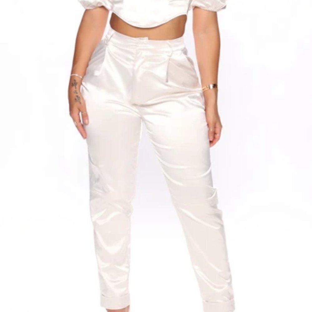 Fashion Nova High Rise Satiny Champagne Pants